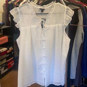 Torrid Smocked polka dot blouse